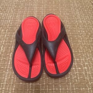 CROCS Red and Black Flip-Flops